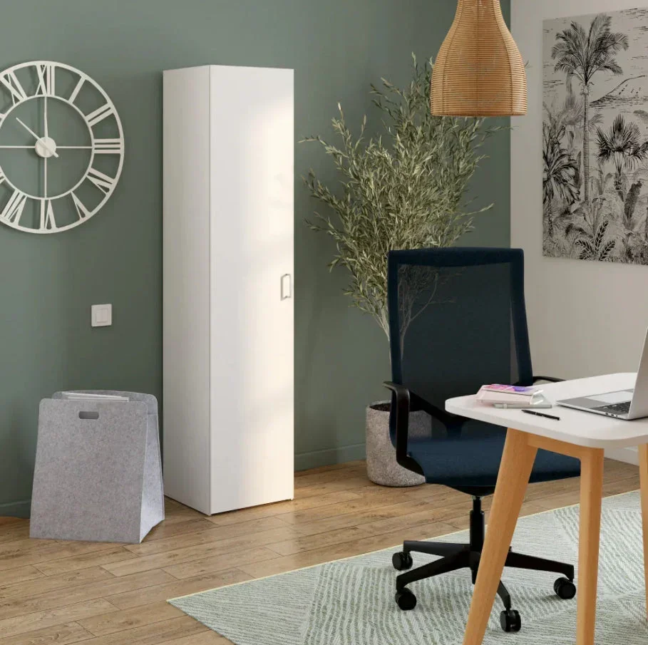 Armoire ANDRUP Blanc - 176 cm - avec 1 porte Blanc - Image 3