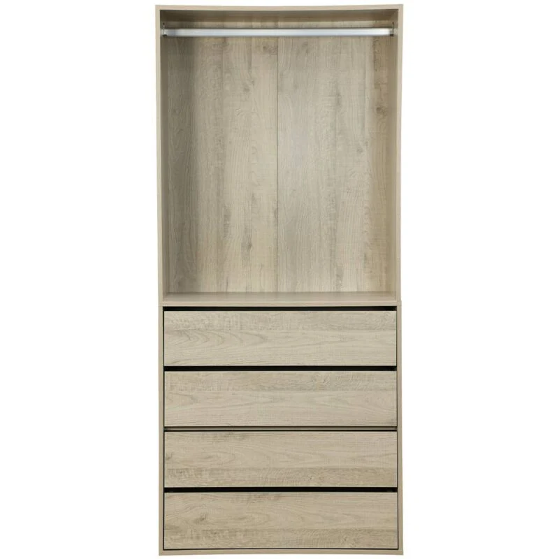 Armoire Vinci Chêne avec 4 tiroirs et 1 penderie naturel - Image 6