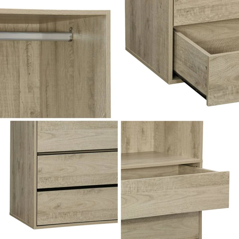 Armoire Vinci Chêne avec 4 tiroirs et 1 penderie naturel - Image 7