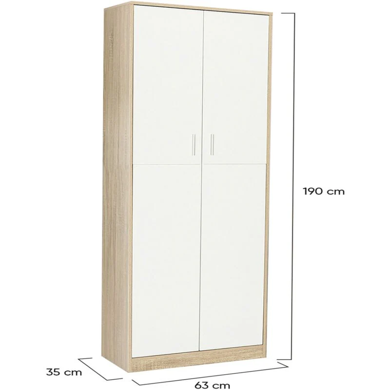Armoire Viva Chêne et Blanc - 190cm - Image 3
