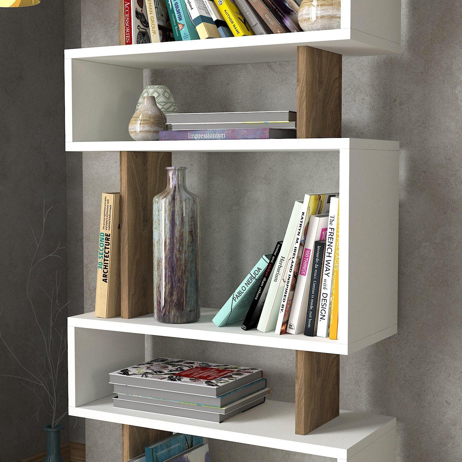 Bibilothèque IDAR -blanc et bois- 162cm - Image 3