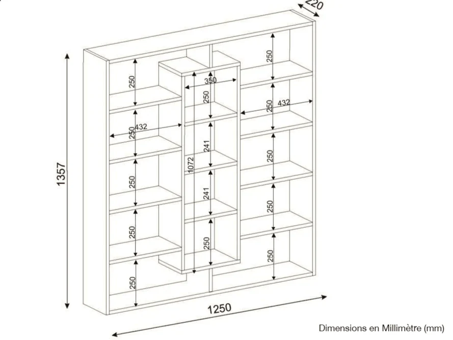 Biblio ELMA 125x135 cm - Érable et Wengé - Image 4