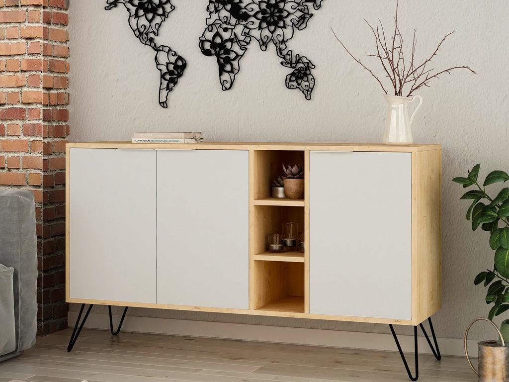 Console Buffet CLARA 142 cm - Chêne et Blanc - entrée et séjour - Image 5