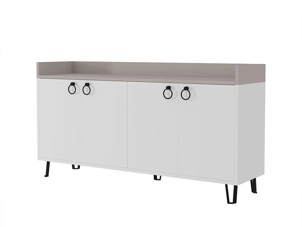 Console Buffet d'entrée DEA 140 cm - Blanc et Light Mocha - Image 3
