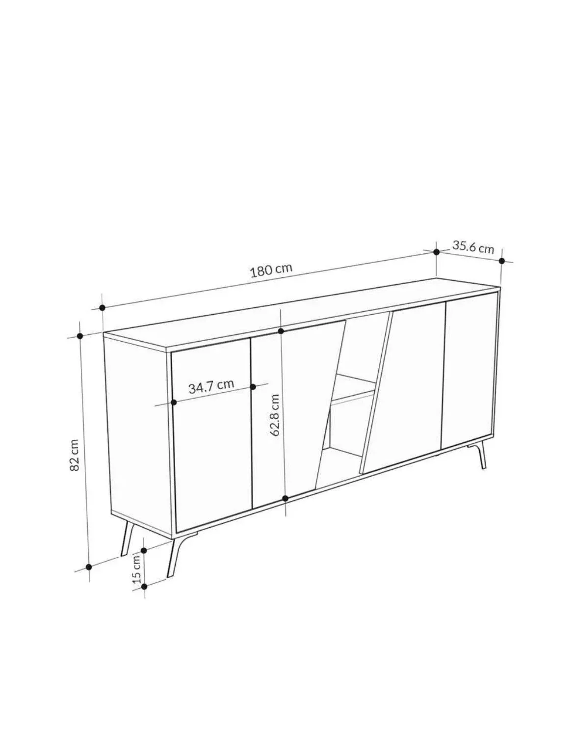 Console LIONAS 180 cm - Buffet de rangement - Chêne et blanc - Image 4