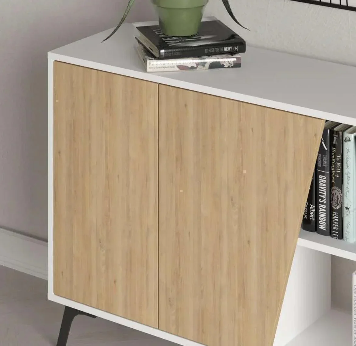 Console LIONAS 180 cm - Buffet de rangement - Chêne et blanc - Image 5