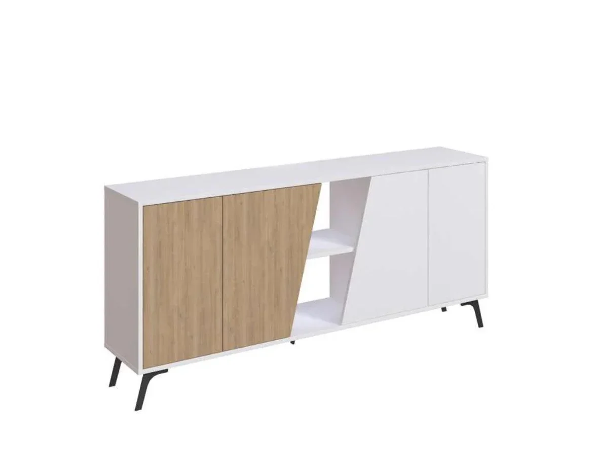 Console LIONAS 180 cm - Buffet de rangement - Chêne et blanc - Image 6