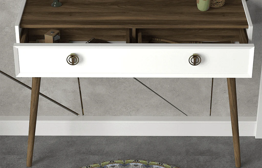 Console NADYA 120cm - Blanc et Noyer - Ameublement intérieur Maroc - Image 4