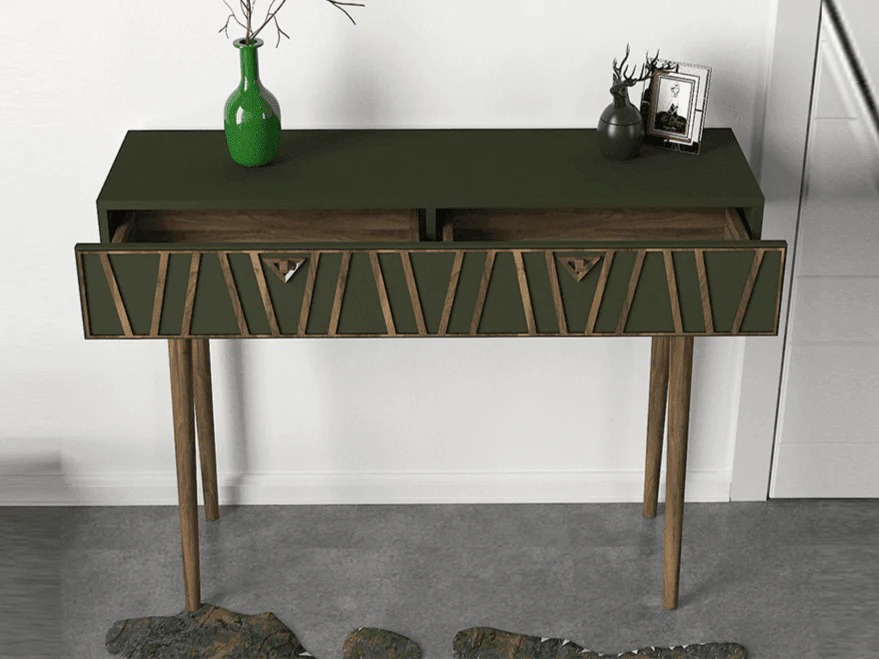 Console NAIROUBI - Vert militaire et Noyer - Ameublement Maroc - Image 4