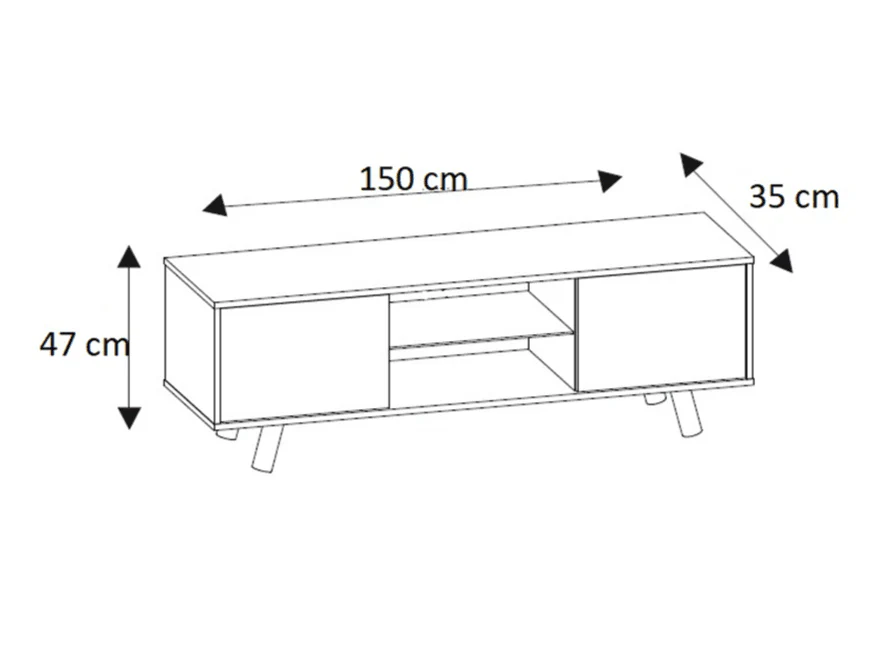 Stand TV PRONTO 150CM BLANC  - Meuble TV avec éclairage LED - Image 3