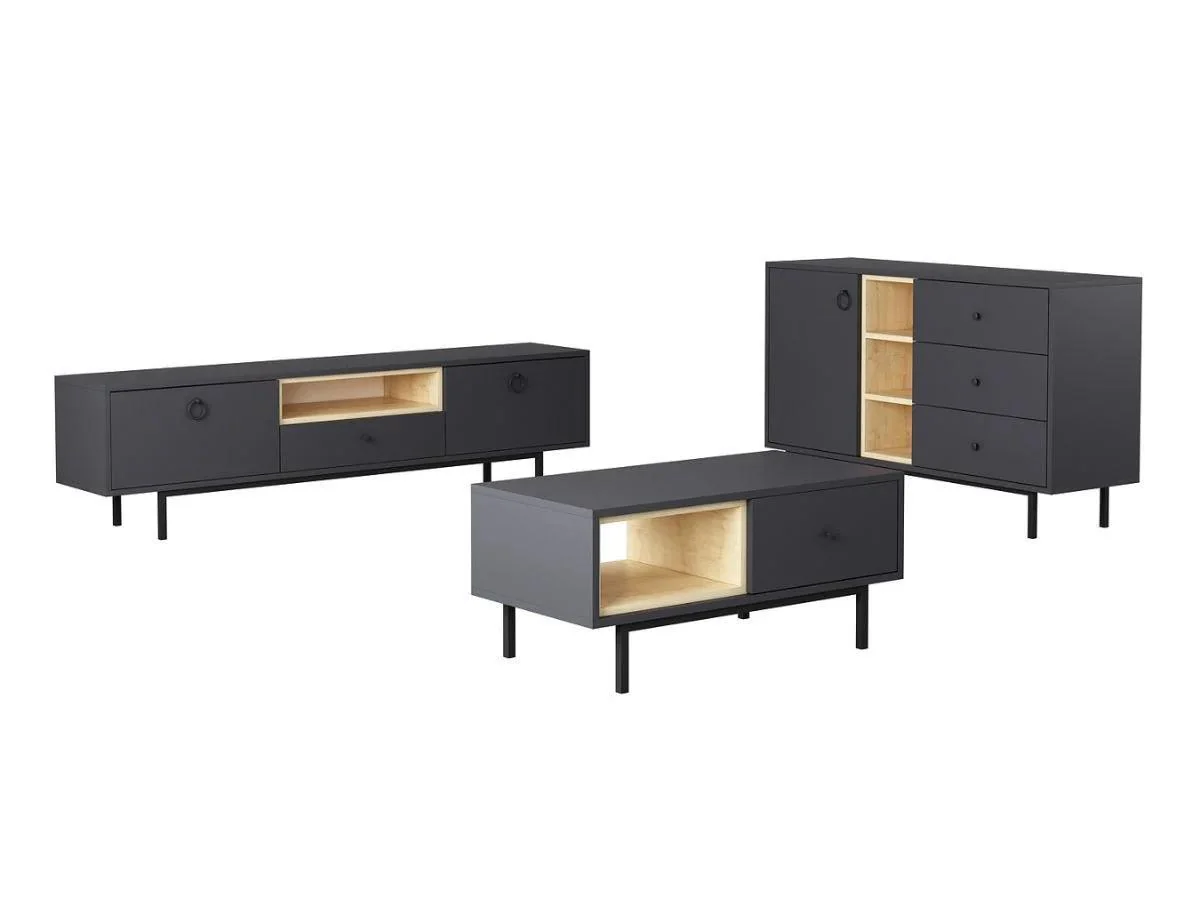Ensemble BARS  Anthracite (Console+Meuble TV +Table Basse) - Image 4