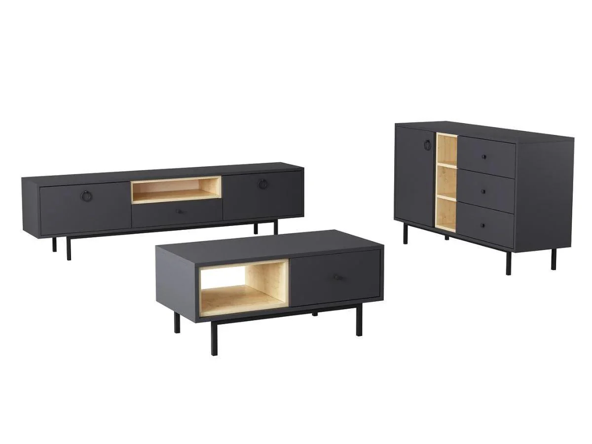 Ensemble BARS  Anthracite (Console+Meuble TV +Table Basse) - Image 5