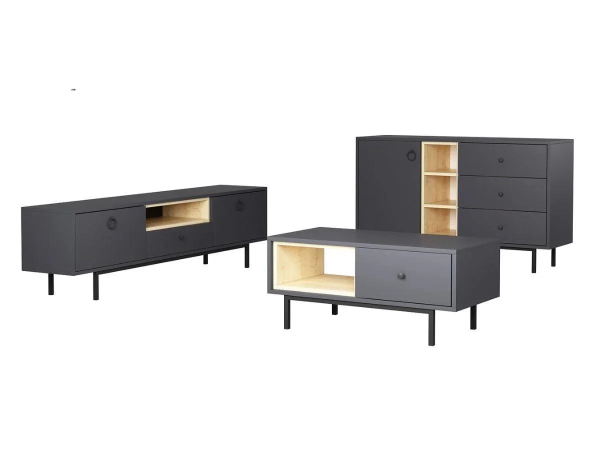 Ensemble BARS  Anthracite (Console+Meuble TV +Table Basse) - Image 6