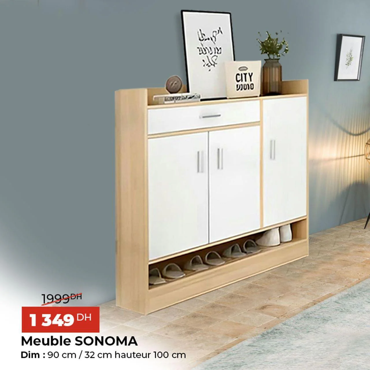 Meuble à chaussures porte blanc - Image 3