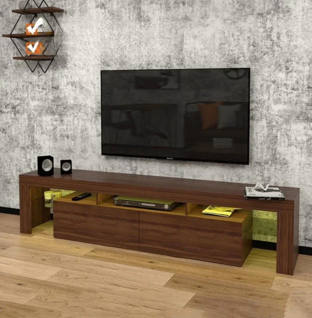 Meuble TV 200cm avec éclairage LED OTIS - Blanc - Image 5