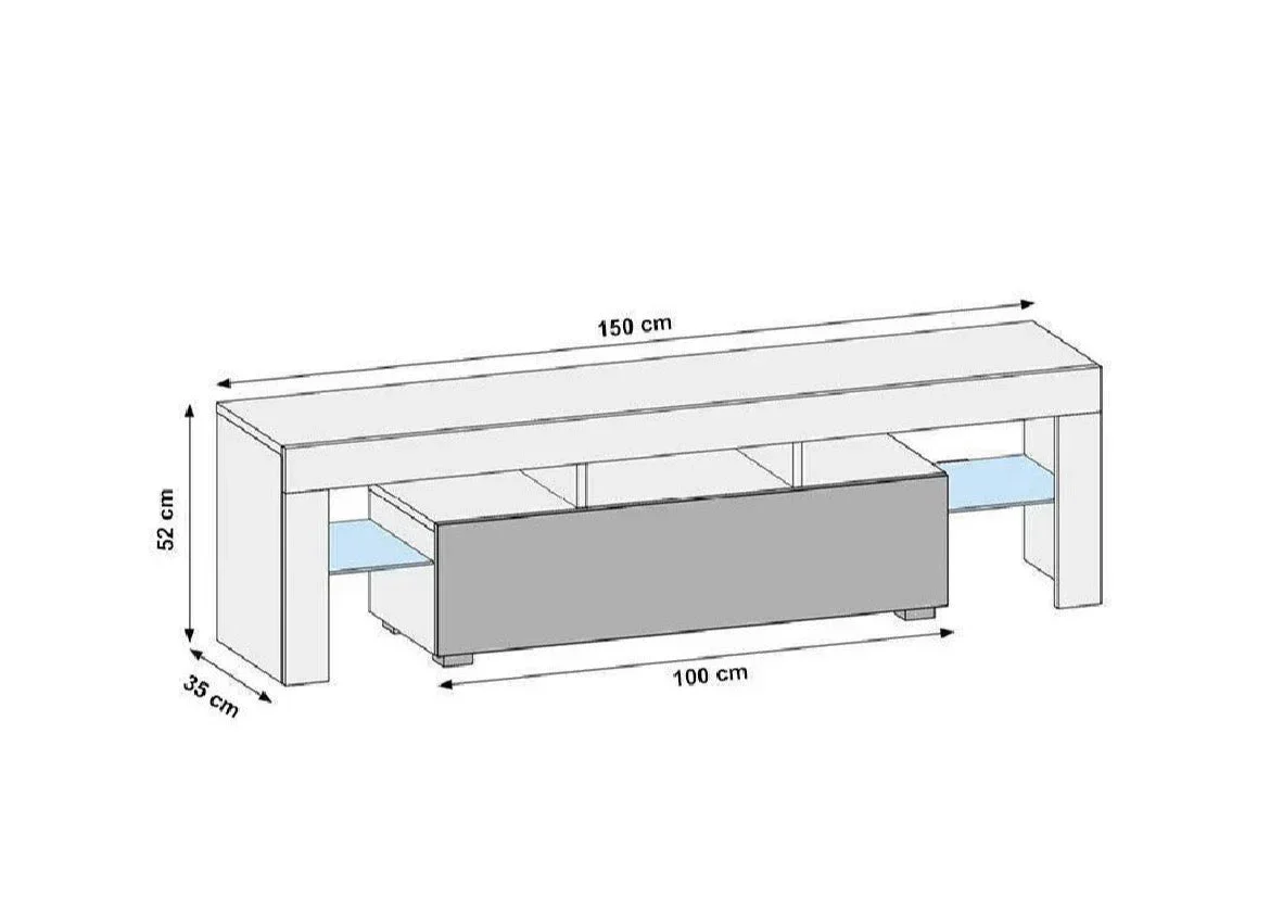 Meuble TV 150cm avec éclairage LED OTIS - Blanc - Image 7