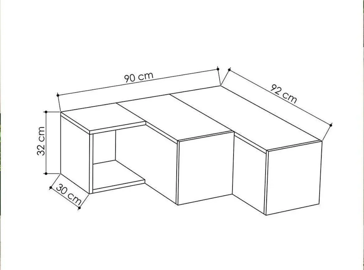 Meuble Tv Angle avec 2 Tiroirs Blanc et Chene - Image 3