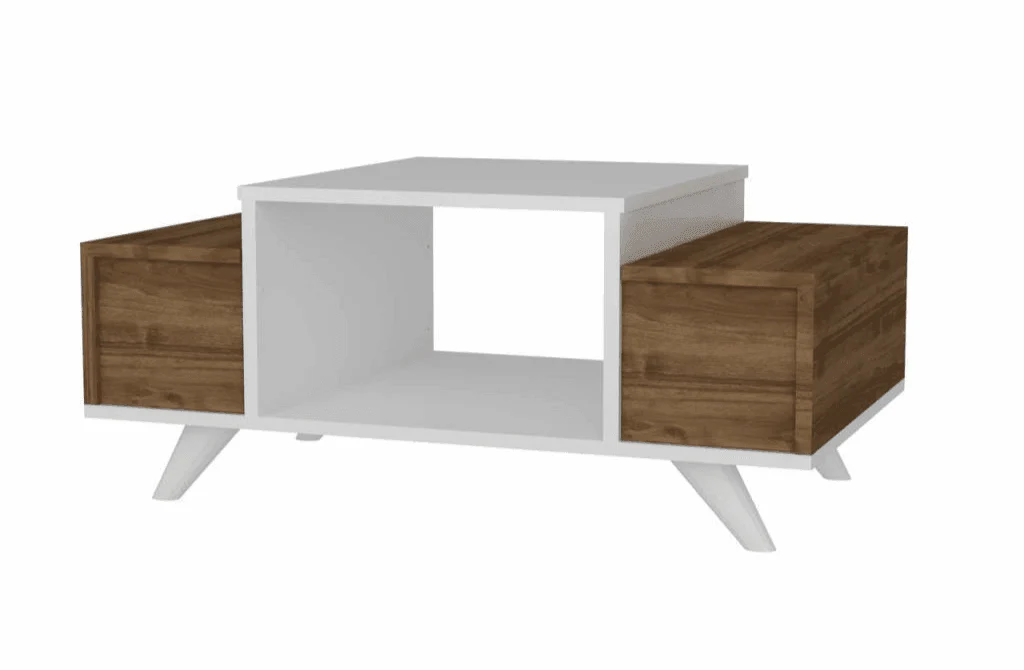 Table Basse ROBERTO - Noyer et Blanc - Image 4