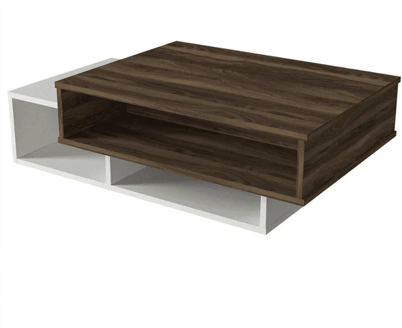 Table basse -EVAR - Noyer et blanc 105cm - Image 3