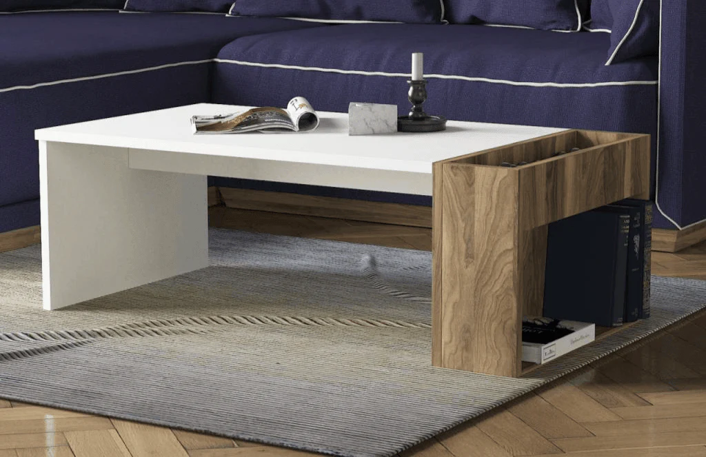 Table Basse WEIV - Noyer et Blanc - Image 3